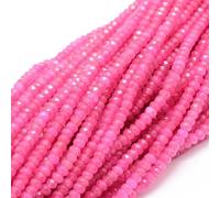 115pcs/strand Dyed Natural Jade Rondelle Beads, 4x2mm Faceted Crystal Stone Smooth Loose Spacer Beads for Jewelry Making Bracelets Earrings DIY Beading Craft Supplies, Deep Pink