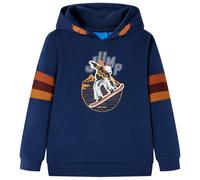 (116) Kids' Hooded Sweatshirt Children Pullover Hoodie Bear and Skateboad Print Navy