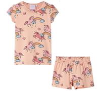 (116) Kids' Pyjamas with Short Sleeves Children Nightwear Sleepwear Light Orange