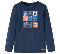 (116) Kids' T-shirt with Long Sleeves T Shirt Tee Football Game Print Navy Melange