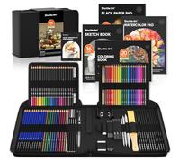 116 Pack Sketching and Drawing Pencils Set, Shuttle Art Sketch Pencil Set with 4 Pads, Graphite in Zipper Case, Colouring for Artist Sketching, Adults, Beginner (SA SS116)