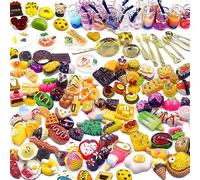 116 Pcs Miniature Food Drink Age 3+, Miniature Food 1:12 Scale Miniature Dolls House Food Accessories Mini Pretend Play Food Set Miniature Kitchen Accessories for Barbie Doll House
