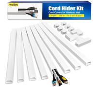 116in Cord Hider Kit, Cord Covers for Wires on Wall, Paintable Cable Raceway, Cord Hider for Wall Mount Tv, Tv Cable Hider Wall Kit, Wire Covers for Cords, W0.96in X H0.57in, White