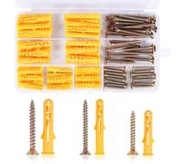 116Pcs Screws and Wall Plugs Set(58 x Masonry Screw, 58 x Expansion Anchor Bolts), M6 M8 Wall Plugs and Screws, for Brick Concrete Drywall Self Tapping Screw and Wall Plug