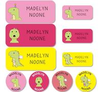 117 Stick On Washable Name Labels for Kids - Personalised Name Tags for Clothes, Custom No-Iron Clothing Stickers for Daycare, School Supplies, Waterproof Name Tags (Dinosaur - (Angel))