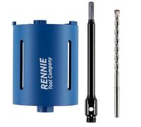117mm x 150mm Long Diamond Core Drill Bit Set With Hex Adapter Centre Drill | For Concrete Masonry Brick Block Stone Granite. 117mm Core Drill, 240mm Long HEX Shank Adapter + Pilot Centre Drill Bit