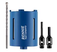 117mm x 150mm Long Diamond Core Drill Bit Set With Hex + SDS Adapter | For Concrete Masonry Brick Block Stone Granite. Includes SDS Adapter, Hex Shank Adapter & Centre Drill Bit / Pilot Drill Bit