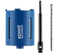 117mm x 150mm Long Diamond Core Drill Bit Set With SDS Adapter Centre Drill | For Concrete Masonry Brick Block Stone Granite. 117 mm Core Drill, 240mm Long SDS Plus Adapter And Pilot Centre Drill Bit