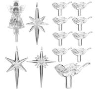 117Pcs Ceramic Christmas Tree Clear White Dove Bird Replacement Lights Bulbs and 1 Angel/3Stars Topper Ornament for Ceramic Tree Décor - Medium Plastic Pegs.