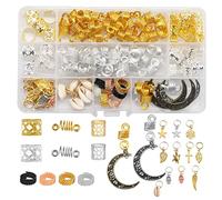 117PCS Dreadlocks Accessories Hair Jewelry Braid Beads Pendant Clips Wire Wrapped Adornment Coils for Braids Decoration with Plastic Storage Box