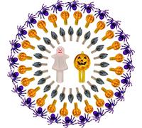 117PCS Halloween Ceramic Tree Replacement Bulbs, Including Spider/Pumpkin Head/Grey lamp Beads & 2PCS Themed Tree Tops (Ghost/Pumpkin King) for Decorating Holiday Trees, etc.