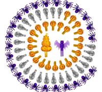 117Pcs Replacement Lights Bulbs/Tree Pegs for Halloween Ceramic Trees Including Skull/Pumpkin Head/Spider & 2Pcs Themed Tree Tops (Including Bat/Triple Pumpkin)