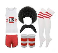 118 Fancy Dress Mens Ladies Costume Complete Set Marathon Retro Outfit Unisex 118 Costume #Vest Shorts Wig Wristband Headband Tash Moustache Full Set, Small/Medium