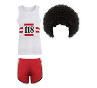 118 Ladies / Men’s Fancy Dress Costume Marathon Retro Vest Shorts Tash Socks Lot (Men: One Size, 3 Piece Set)