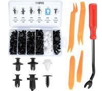 118 Pcs Car Body Trim Clips, Car Retainer Clips, Universal Auto Car Trim Clips, Plastic Nylon Rivet Trim Clips for Car Door Bumper Retainer Clips Fasteners Remover, with Panel Removal Pry Tool