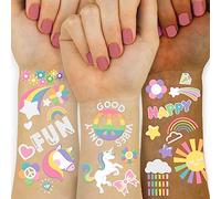 118 PCS Unicorn Rainbow Temporary Tattoo Kids, Glitter Crown Fake Tattoo for Girls’ Party Favors Kids Birthday Supplies Decorations, Princess Tattoos Sticker for Kids 6 7 8 9 10 year