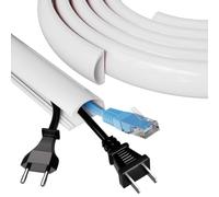 118" White Cord Trunking for Electric Cables,Soft Pvc Side Opening Cable Tidy Hiders for Wall,Flexible Self Adhesive Conduit Trunking Hide Wires Wall Mounted Tv,Cable Sleeve Organiser, W 1.08"× H 0.6"