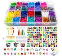 11880+ Loom Bands Set, Colourful Rubber Bands in 28 Colours with Container, 600 Clips, 200 Beads, 52 ABC Beads, Premium Bracelet Making Refill Kit for Girls Kids Gift DIY Craft