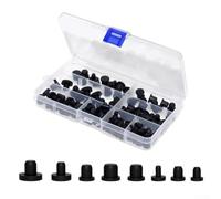 118pcs T-Type Silicone Rubber Stoppers Set Secure Seal Design Eight Sizes 4mm-9.5mm Heat and Oil Resistant for Lab DIY Black