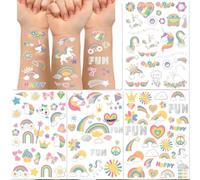 118pcs Waterproof Temporary Tattoos - frozen tattoos for kids, Star Unicorn Smiley Rainbow Flower Candy Crown Arts and Crafts for Boys or Girls Unicorn Party