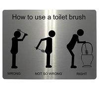 119 How to use a toilet brush Funny Metal Aluminium Plaque Sign House Office Pub (20x15cm, Brushed Silver)