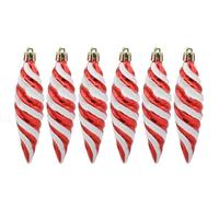 11CM 6Pcs Large Spiral Shaped Baubles Glitter Christmas Tree Ornaments Decorated Hanging Baubles Glitter Baubles Christmas Tree Pendants Ornaments Holiday Wedding Party Decoration, Red