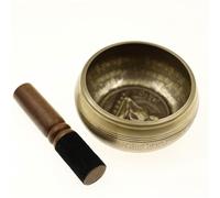 11cm Handmade Tibetan Singing Bowl with Leather stick, Scripture Buddha Sound for Yoga Meditation Healing Prayer Emotional Balance