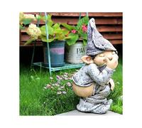 11cm Pooping Peeing Gnome Statue Grey Funny Garden Miniature Gag Dwarf Elf Figurines For Lawn Landscape Yard Garden Tree Decoration