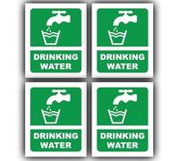 11cm x 9cm Pack of 4 Self-Adhesive Drinking Water Sign Vinyl Stickers, Drinking Water Signage, Drinking water sticker