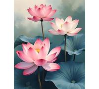 11CT Cross Stitch Kits,Blooming Lotus,Pre Printed Cross Stitch Embroidery Kits for Adults Beginners Easy Crossstitch Patterns Set Wall Decor,16x20in