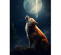 11CT Cross Stitch Stamped Kits, Animal Wolf and Moon Pattern Stamped Cross Stitch Kits Embroidery Needlework Kit Supplies 40x50cm