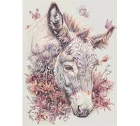 11Ct Donkey and Flowerscounted Embroidery Kits Animal Stamped Cross Stitch Kit Pattern Pre-Printed Fabric Home Decor Counted Cross Stitch Kits for Adults Embroidery Dmc Threads Sewing Hand 30x40cm