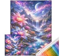 11CT Stamped Cross Stitch Kit Landscape 40x53cm(Stellar Lotus)