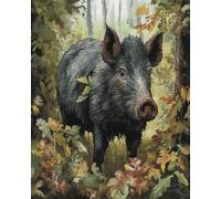 11ct Stamped Cross Stitch Kits for Adults Beginners Animal Wild Boar,DIY Cross Stitch Embroidery Kits for Home Office Wall Art Decor Gifts,16x20inch