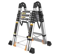 11ft-27ft Telescoping Aluminum Extension Ladder Folding Design 300kg Load Capacity Versatile Multi-Use for Home Garden and Professional Use