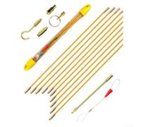 11ft Fiberglass Cable Pulling Rods Set High Yellow 11ft Fiberglass | Includes 10 Interlocking Segments & 6 Accessories, Insulated Non-Conductive Material, Conduit Attic Wall Wire Running