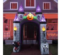 11ft Halloween Haunted House Castle Inflatable with Build-In LED | TJ Hughes