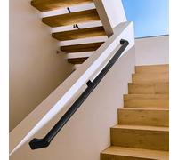 11FT Modern Aluminum Handrail Set - ADA Compliant Indoor & Outdoor Stair Railing. 1.4" Diameter Grab Bar. Wall-Mounted with 90°Wall Return End. Ideal for Safe Grip，Rust Free(Matte Black, 11FT)