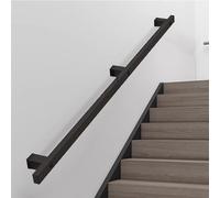 11FTBlack Wrought Iron ir RailingWall Mounted ils for Indoor/Outdoor Steps Banister Grabwith Fittings & Balusters Safe Solut