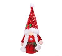 11in Christmas Faceless Dwarf Doll Red Sequin Hat Polyester Plush | Soft PP cotton filling Suitable for home desk for bookshelf dining table decoration Symbolizes good luck and