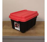 11L Black and Red Small Tuff Stackable Storage Box with Lid and Carry Handles