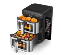 11L Double Stack Air Fryer, Family Size Digital with 2x5.5L Baskets Cook 4 Foods At Once, Smart Touchscreen, Energy and Time Saver with 10 Pre-Sets for Oil Free & Low Fat Healthy Cooking