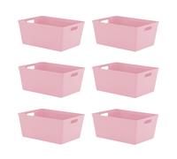 11L Plastic Studio Organiser Trays with Handles - Set of 6 simpa Pink One Size