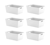 11L Plastic Studio Organiser Trays with Handles - Set of 6 simpa White One Size