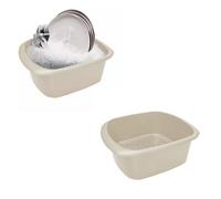 11L Rectangular Plastic Washing Up Bowl Durable Kitchen Sink Basin Taupe Deep Design For Dishwashing & Cleaning