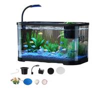 11L Small Fish Tank With Filter And LED Light - 30x20x19cm Desktop Decoration Small Fish Tank Starter Kits, Silent Betta FishTank, Rectangular Aquariumes Tropical, For Living Room Offices Decor