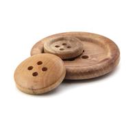 11mm/12.5mm/15mm/17mm/20mm/23mm/25mm/30mm Wooden Button Four-Hole Button, Wood Color, 17mm-6pcs