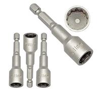 11mm Bi-Hex Socket with Retaining Clip (Pack of 3) - 65mm Long 1/4" Hexagon Drive for Roofing & Cladding