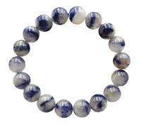 11mm Genuine Natural Blue Rutilated Dumortierite Quartz Rare Round Beads Women Men Bracelet