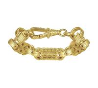 11mm Gold Plated Stars and Bars Bracelet with Albert Clasp - 57g, 8 Inches - Bling King London